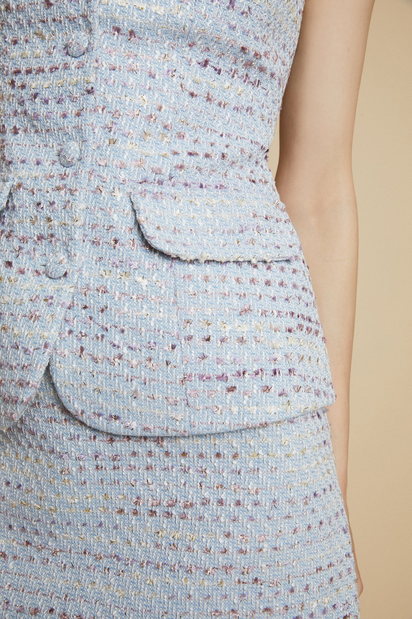 Olivia Blue Tailored Tweed Vest
