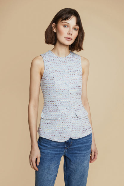 Olivia Blue Tailored Tweed Vest