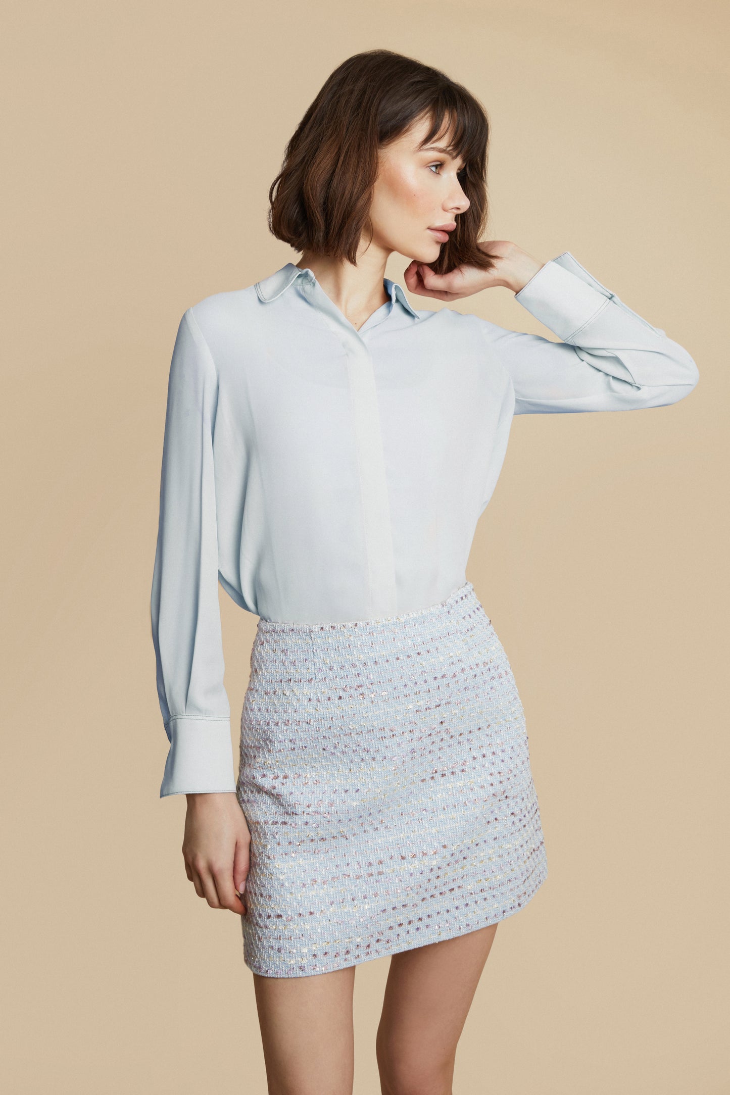 Olivia Blue Tweed Skirt