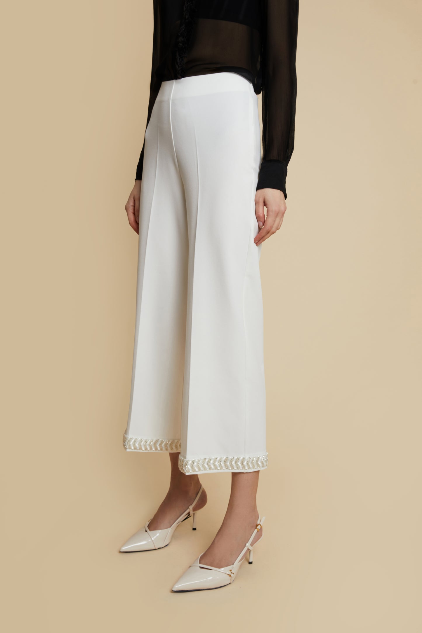 Gemma Embellished White Pants