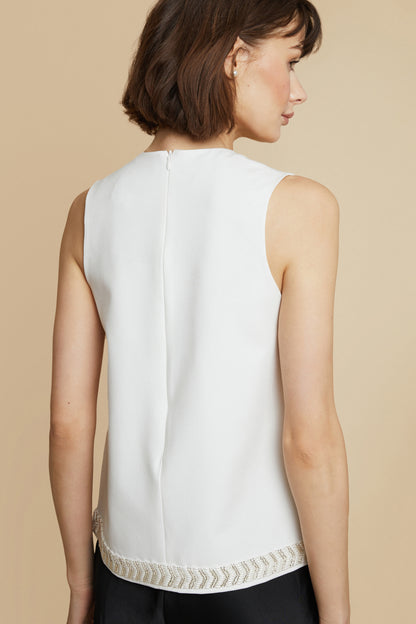Gemma Embellished White Top