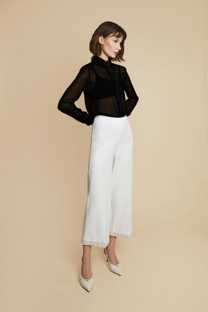 Gemma Embellished White Pants