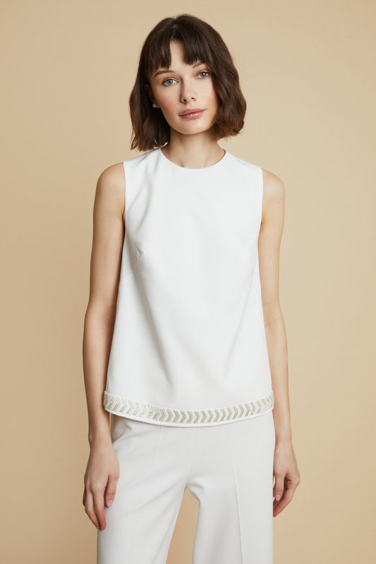 Gemma Embellished White Top