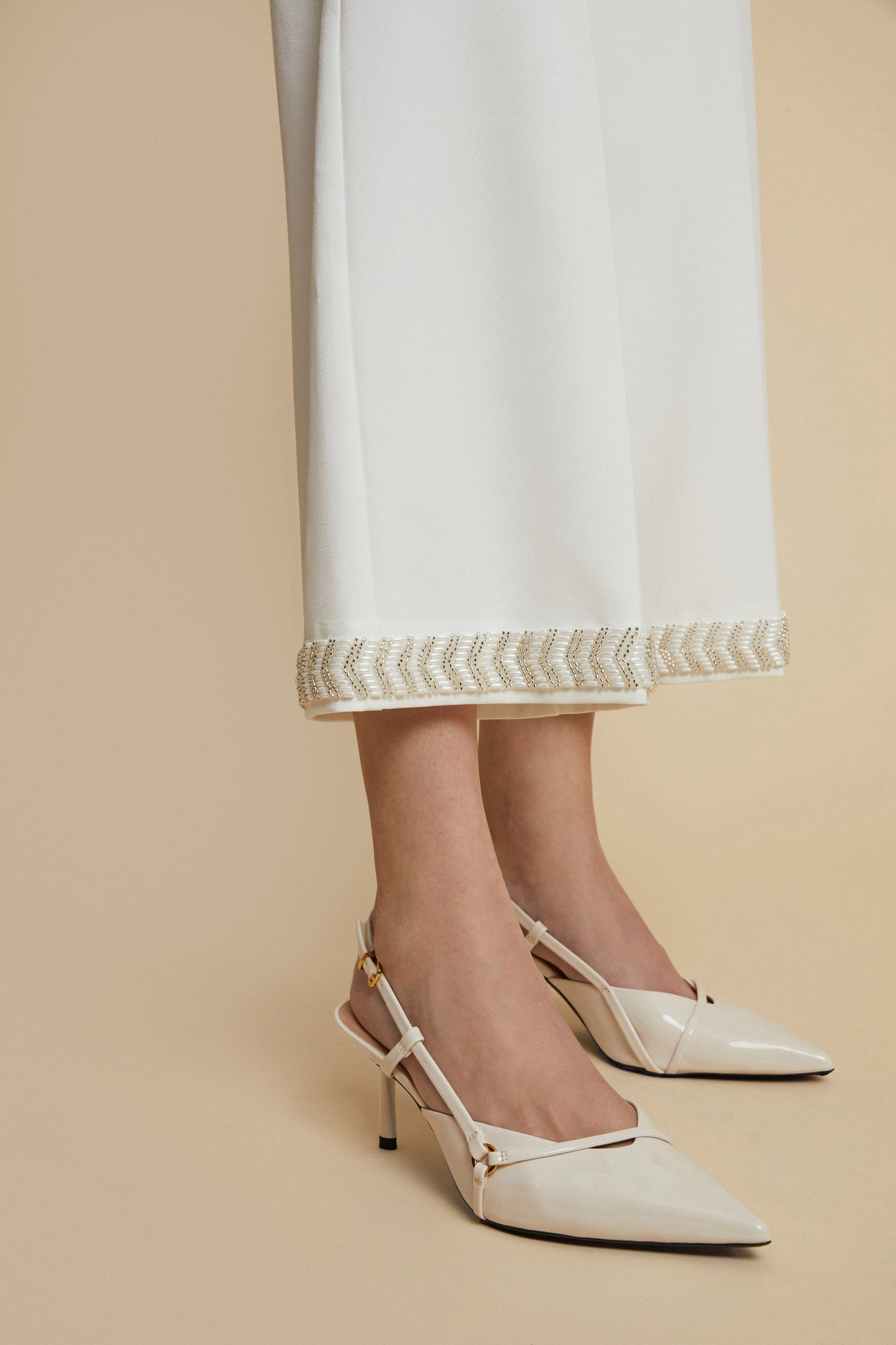Gemma Embellished White Pants