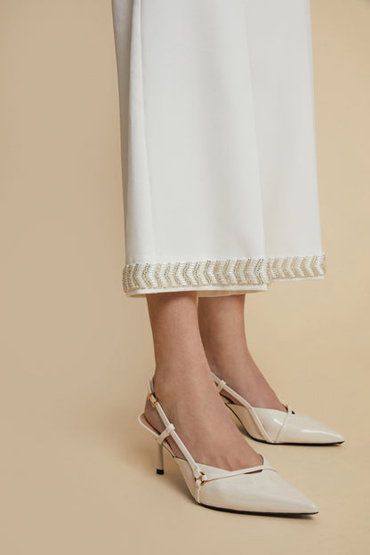 Gemma Embellished White Pants