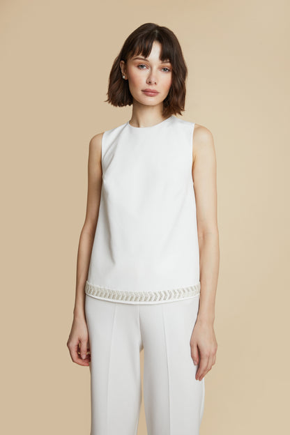 Gemma Embellished White Top